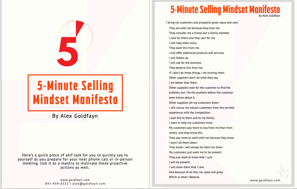 Download Your 5-Minute Selling Mindset Manifesto Here - Alex Goldfayn